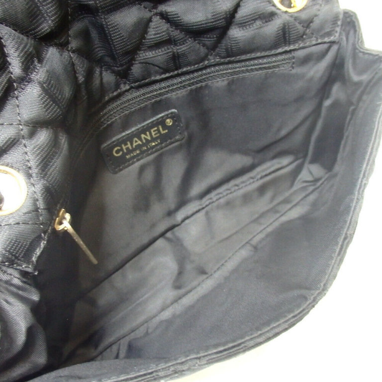 Chanel Classic Flap Travel Line Quilted Small Black Nylon Satchel - Image 7