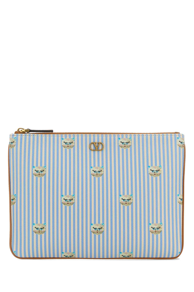 Valentino Garavani Printed Leather Pouch Handbag, 26 cm x 18 cm x 2 cm Beauty Case